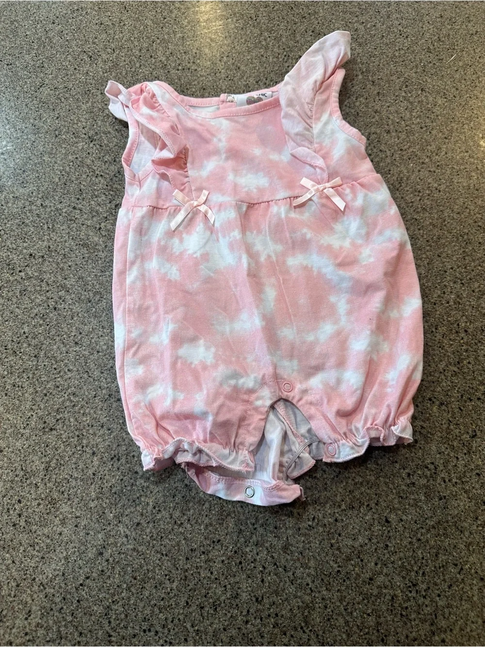 Pink Tie-Dye Baby Romper with Ruffle Shoulders